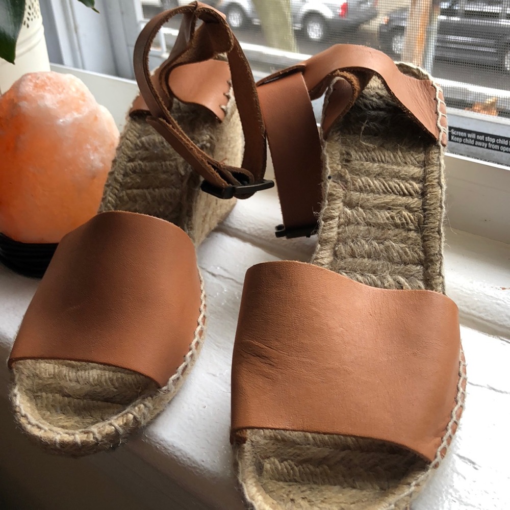 Spanish Leather espadrille wedges